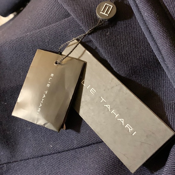 🎅 ELIE TAHARI One Button Blazer Mazarine Navy 100% Wool NWT $495 14 - Picture 8 of 16